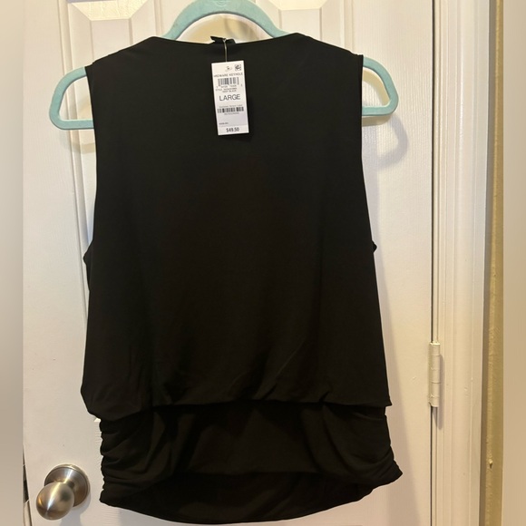 NWT INC Black sleeveless blouse with gold hardware size large - Picture 4 of 6